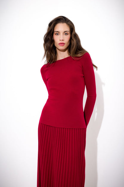Filomena - Maglia Donna Scollo Barchetta a Costine