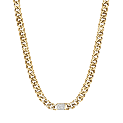 Luiginda - Collana Donna Oro Cristalli Bianchi Pendenti