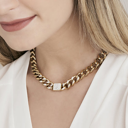 Luiginda - Collana Donna Oro Cristalli Bianchi Pendenti