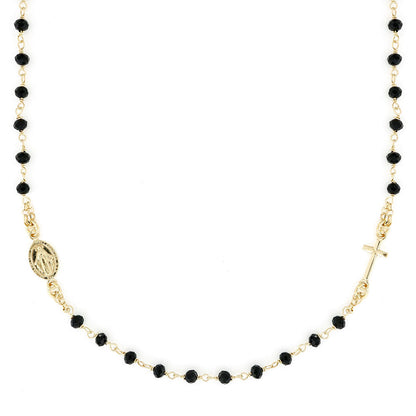 Livinia – Collana Rosario Argento Dorato e Perline Nere