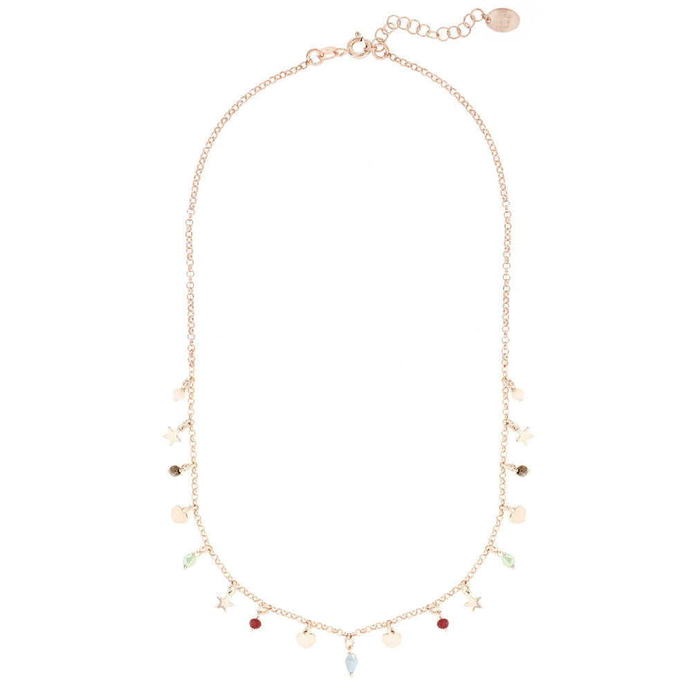 Londisa - Collana Charm Stelle Cuori Argento Rosa Donna