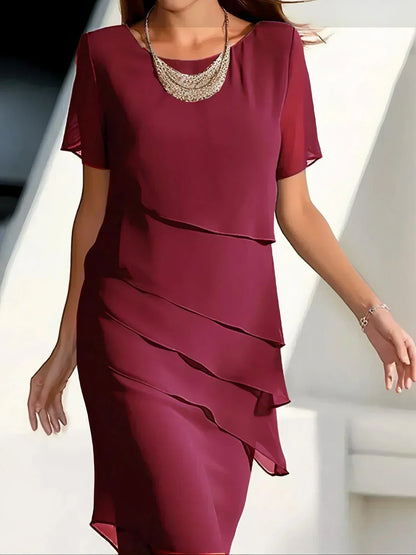 Quineta - Abito Midi a Strati Donna Elegante Femminile Moderno