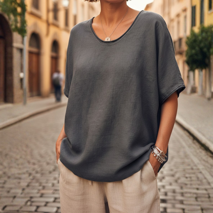Nadia – Camicetta A Maniche Corte Con Scollo A Girocollo Essenziale