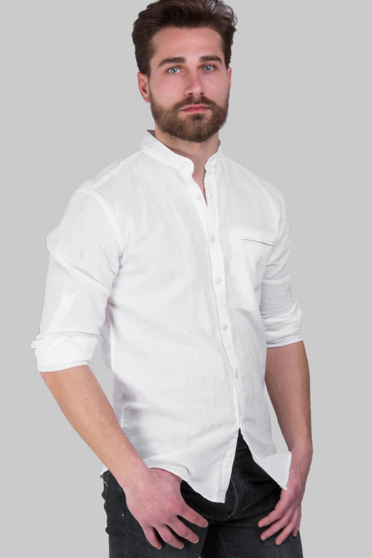 Rolandus - Camicia Coreana Uomo Moderna Colletto Mandarina