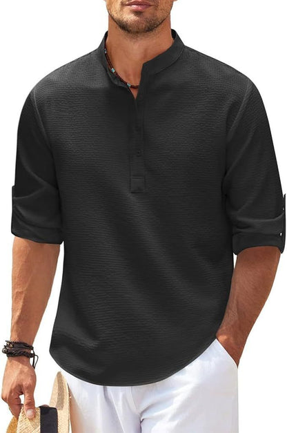Neri – Camicia Con Collo Alla Coreana E Silhouette Slanciata