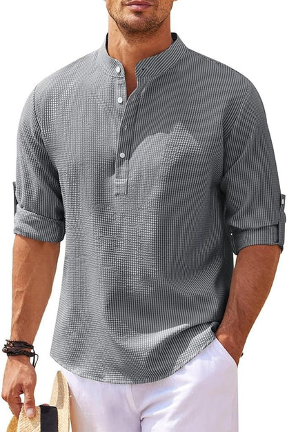 Neri – Camicia Con Collo Alla Coreana E Silhouette Slanciata
