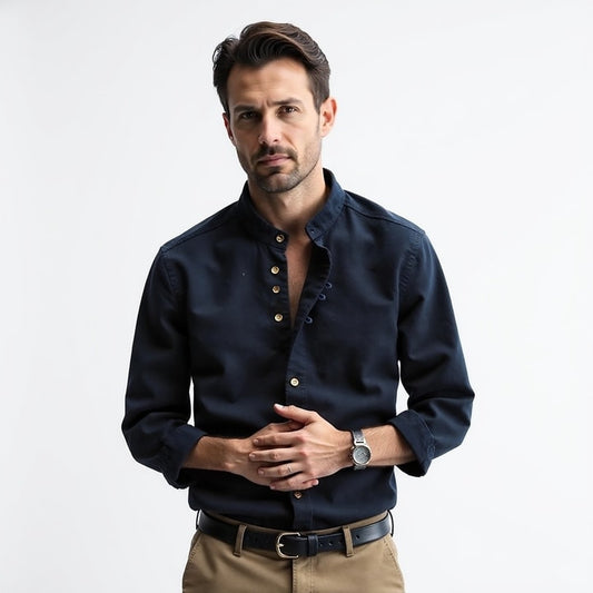Nadir – Camicia Dal Design Essenziale Con Collo Coreano E Taglio Moderno