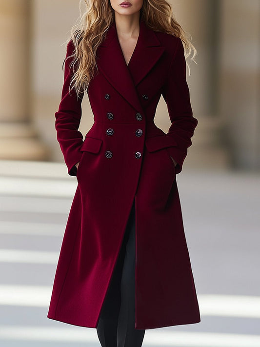 Jebu - Cappotto Lungo Donna Doppiopetto Elegante
