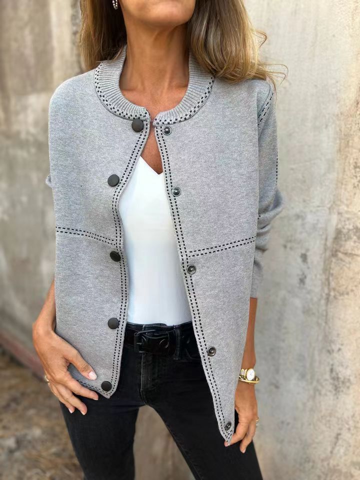 Giorgiana - Cardigan da donna con scollo rotondo e bottoni frontali