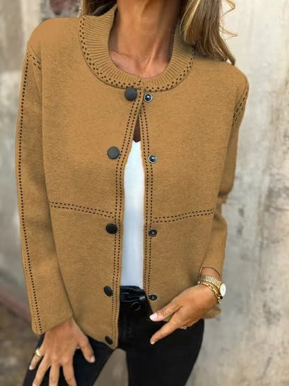 Giorgiana - Cardigan da donna con scollo rotondo e bottoni frontali