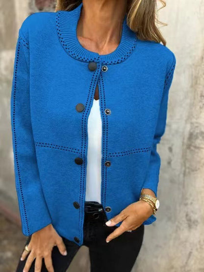 Giorgiana - Cardigan da donna con scollo rotondo e bottoni frontali