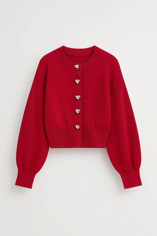 Evelina – Cardigan Corto Con Bottoni A Forma Di Cuore