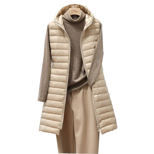 Carla – Gilet Donna con Cappuccio Leggero e Versatile Cachi