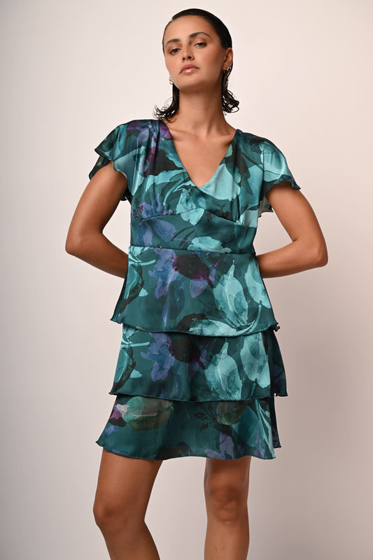 Carolina – Mini Abito a Balze con Stampa Floreale 1