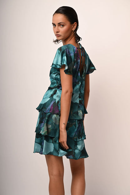 Carolina – Mini Abito a Balze con Stampa Floreale 6