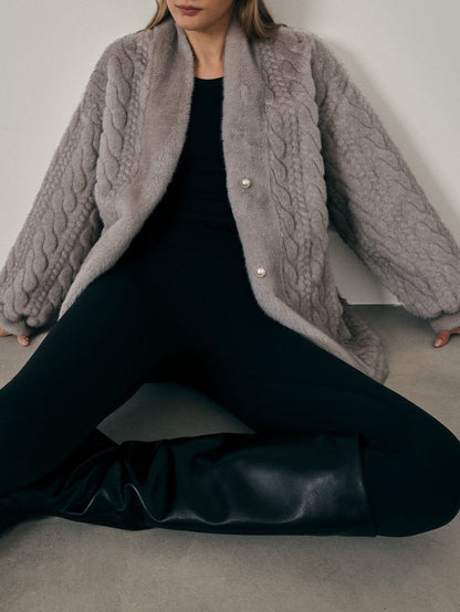 Hanna - Cardigan Invernale con Texture Intrecciata
