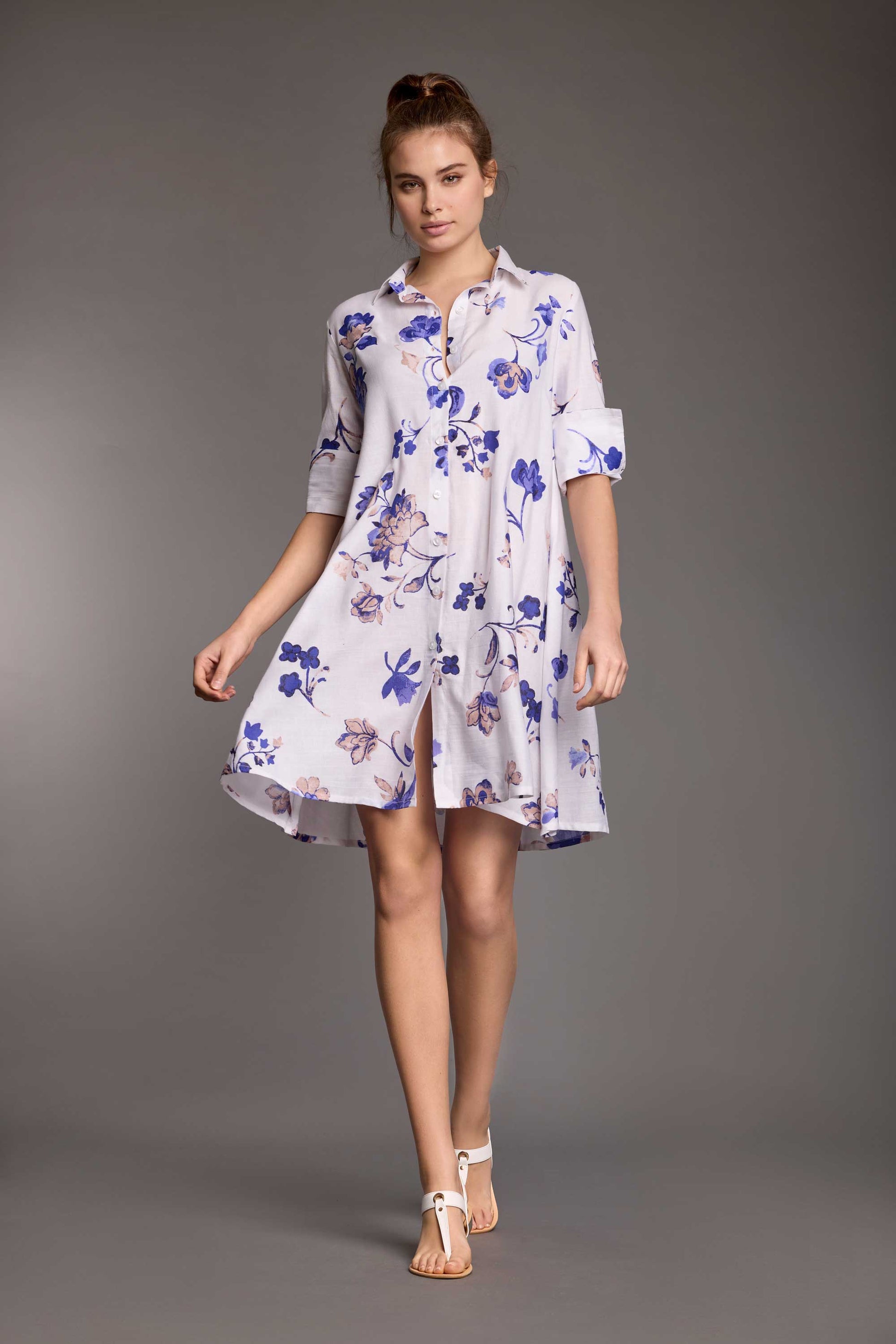 Caterina – Abito Camicia Lino Misto Stile Naturale 4