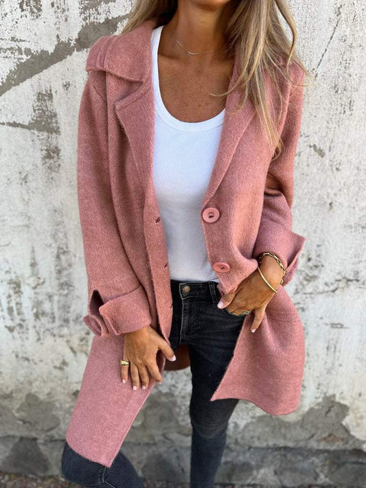 Cecilia – Cappotto Donna Lungo in Maglia Elegante Rosa