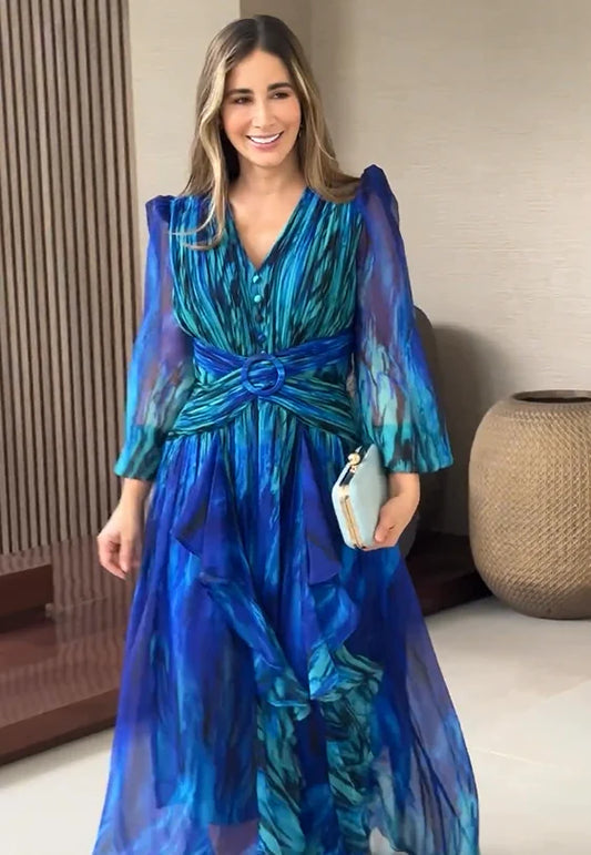 Celeste - Abito Primaverile Fluttuante da Donna Blu