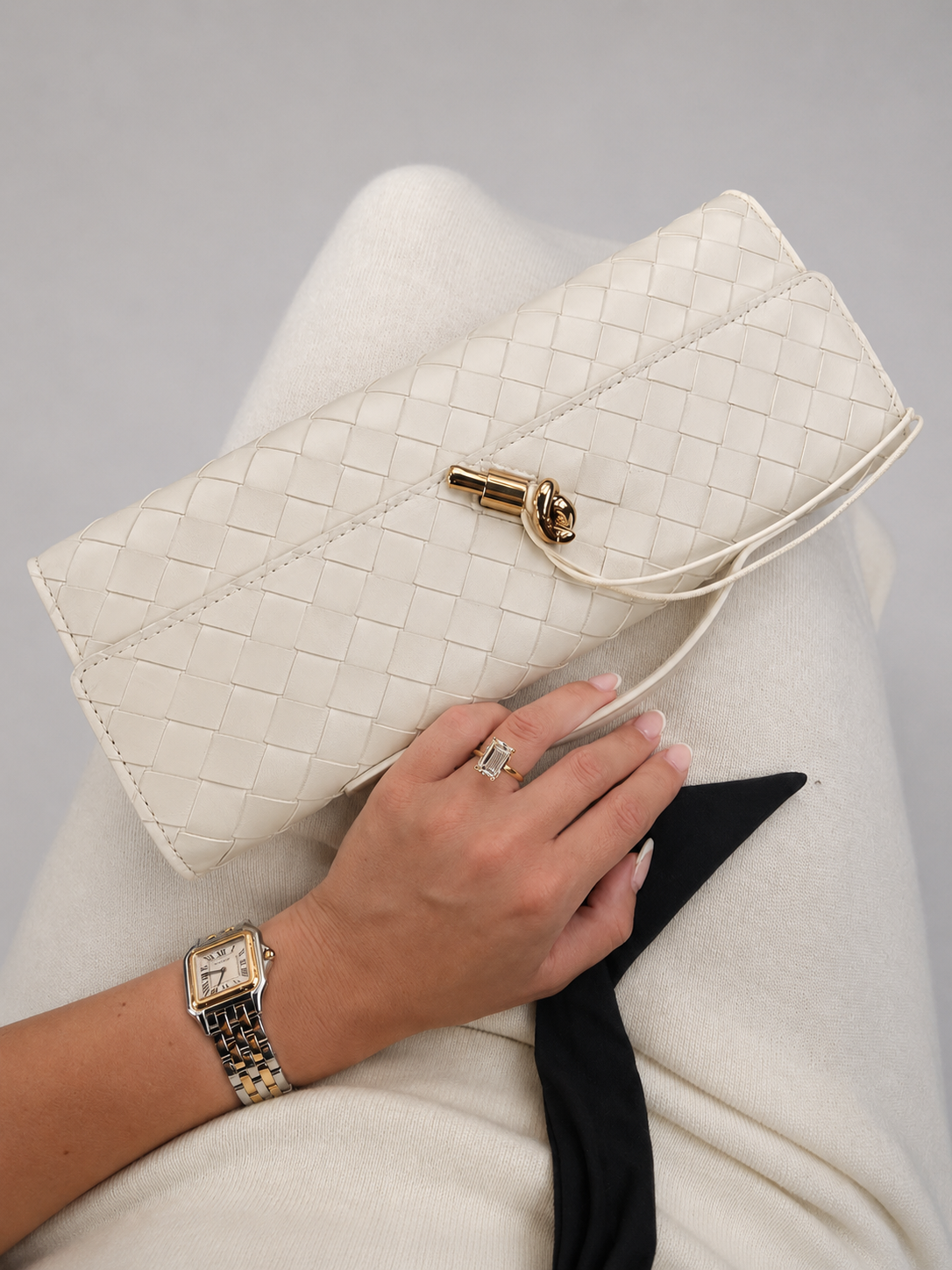 Anita - Clutch Donna Elegante Effetto Pelle Intrecciata