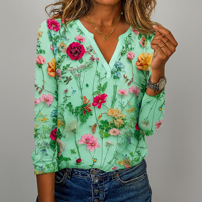 Lelia - Camicetta Donna Casual con Stampa Floreale Elegante