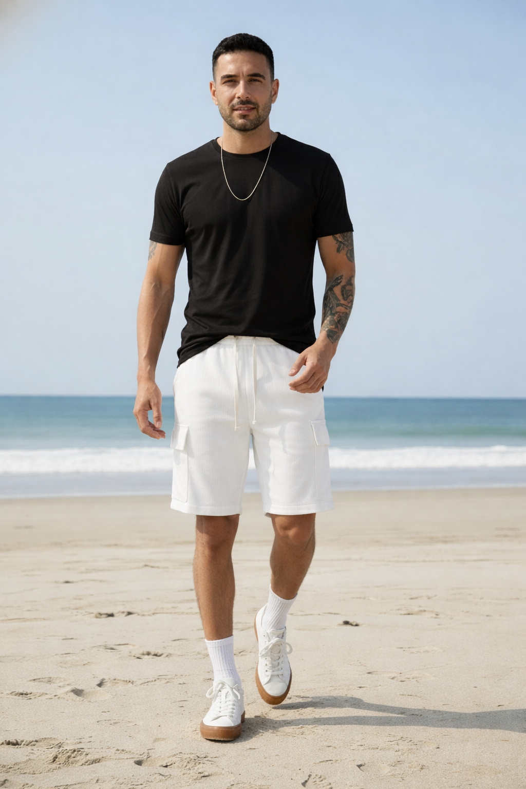 Demetrio - Pantaloncini Cargo Bianco Ottico Uomo