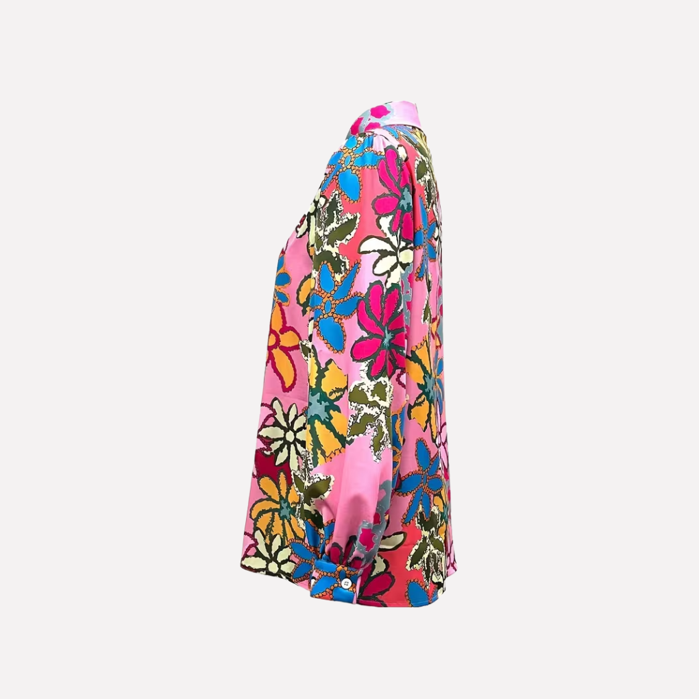 Daniela – Camicia Da Donna A Maniche Lunghe Con Stampa Floreale