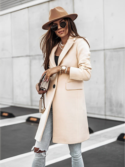 Chiara – Cappotto Donna Elegante Lungo a Due Bottoni Beige