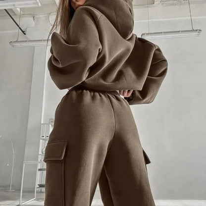 Imelda - Completo Due Pezzi Donna con Felpa e Pantaloni Cargo