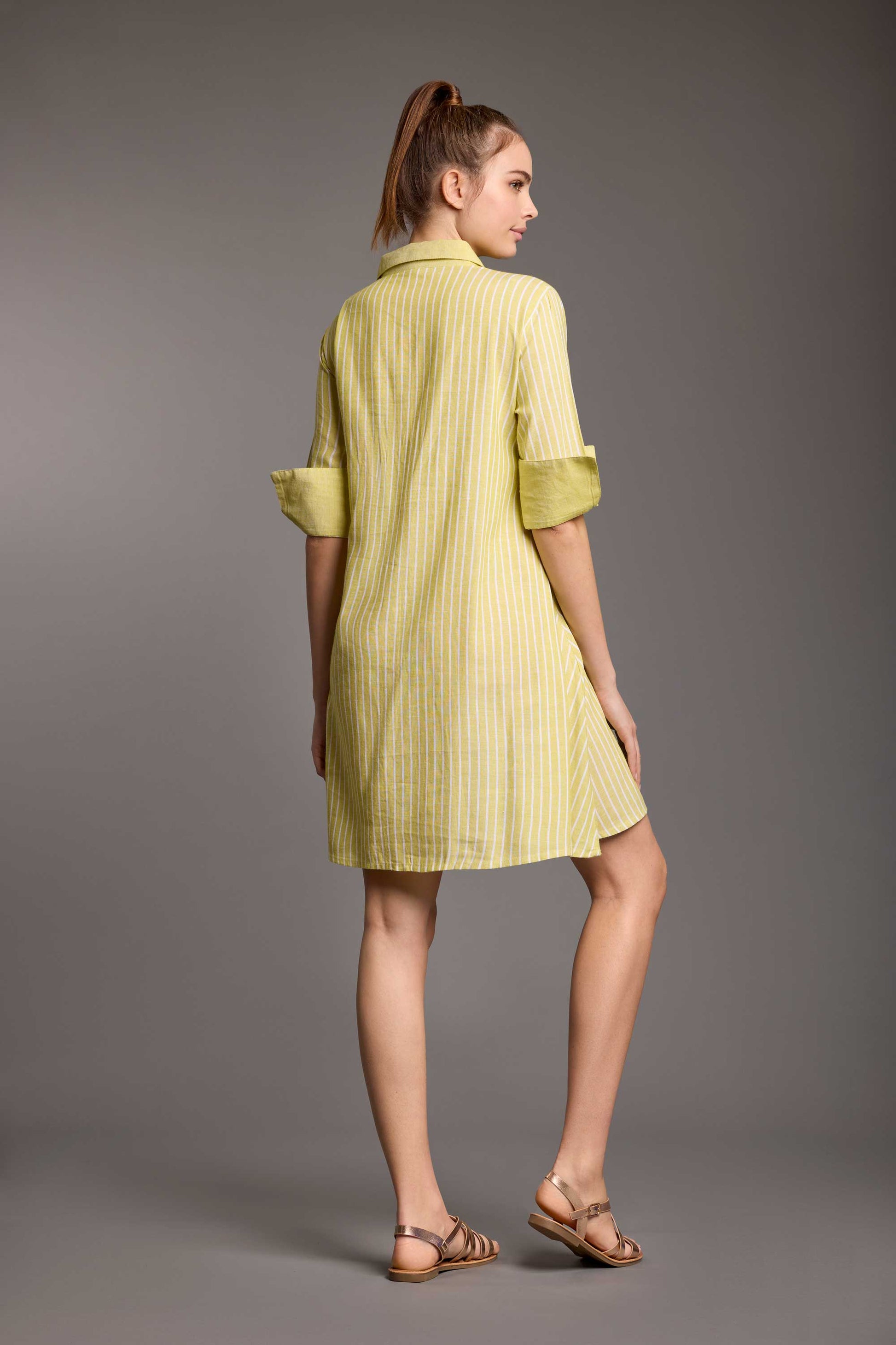 Clara – Abito Camicia Lino Gessato Estivo Casual 3