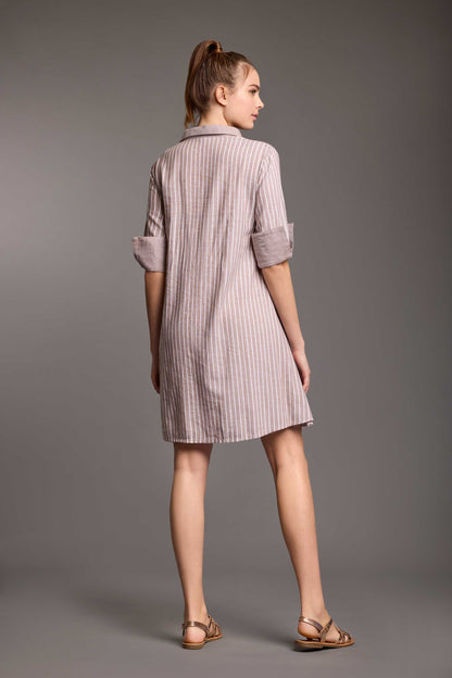 Clara – Abito Camicia Lino Gessato Estivo Casual 5