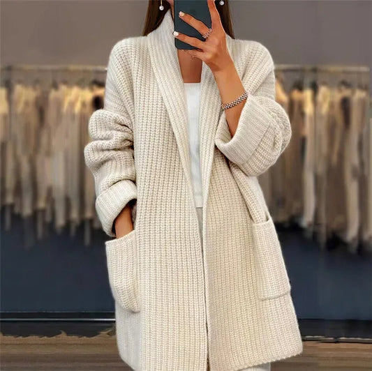 Clarissa – Cappotto Donna in Maglia Morbida Elegante Bianco
