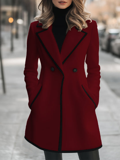 Claudia - Cappotto Donna Bianco Doppio Petto Elegante Rosso