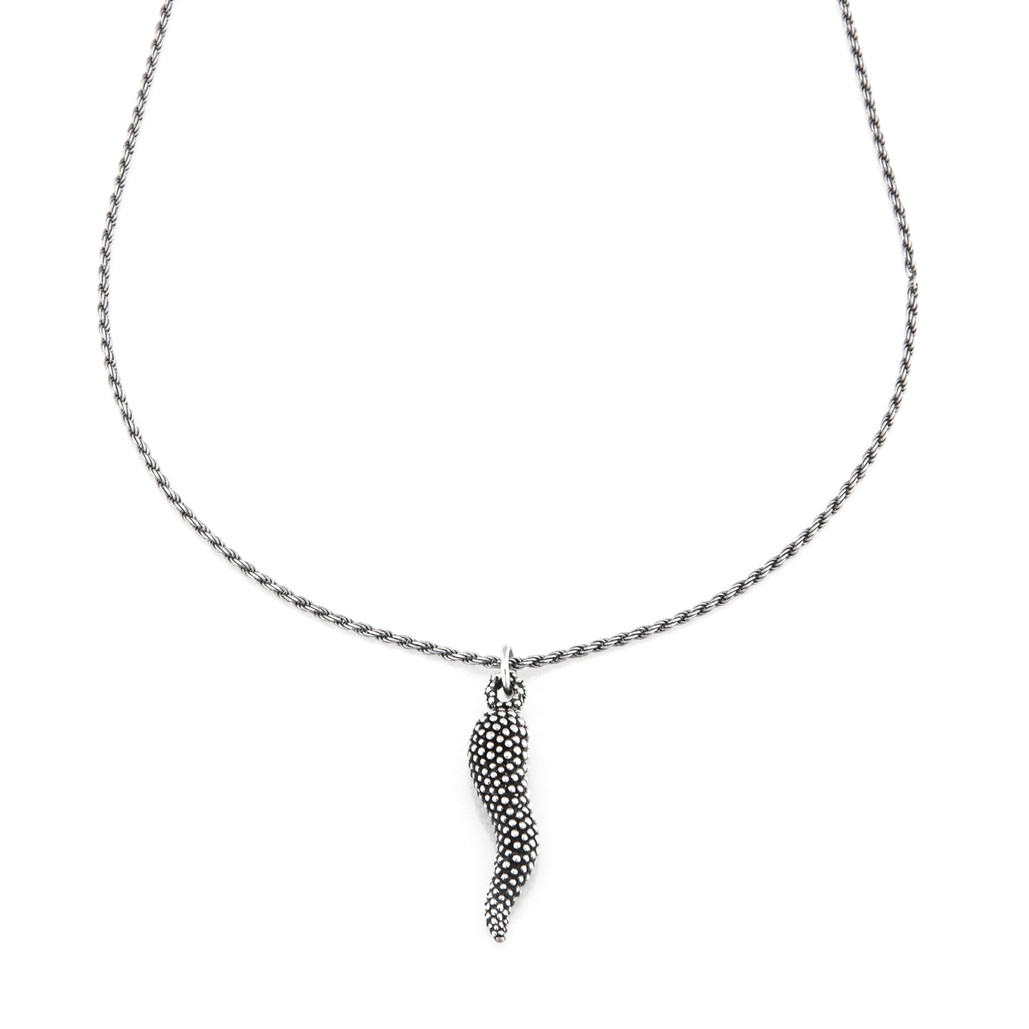 Corrado – Collana Uomo Argento con Charm Corno Puntinato