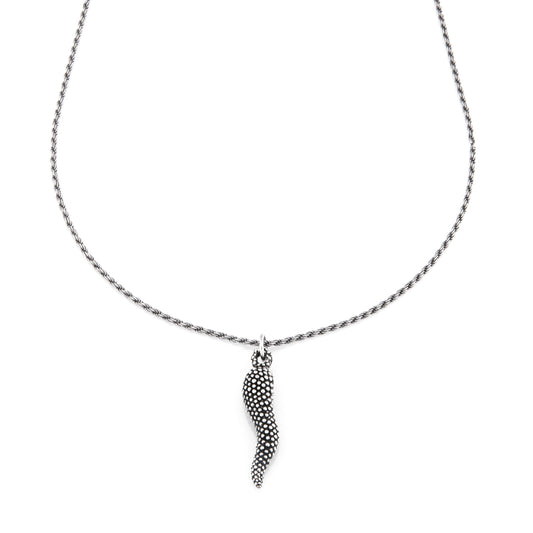 Corrado – Collana Uomo Argento con Charm Corno Puntinato