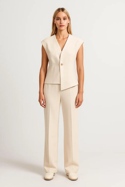 Unica – Completo Elegante Due Pezzi Con Top Senza Maniche E Pantaloni A Palazzo