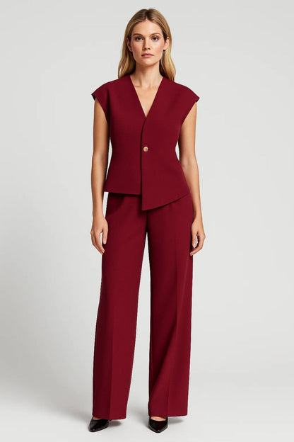 Unica – Completo Elegante Due Pezzi Con Top Senza Maniche E Pantaloni A Palazzo