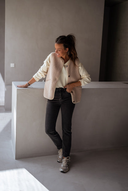 Crocetta – Gilet Donna Elegante in Morbido Tessuto Kaki