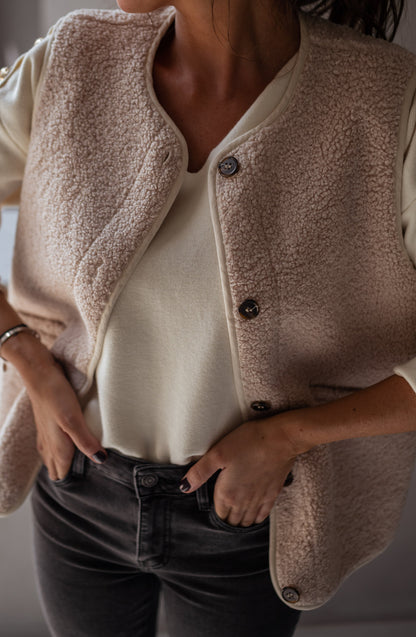 Crocetta – Gilet Donna Elegante in Morbido Tessuto Kaki