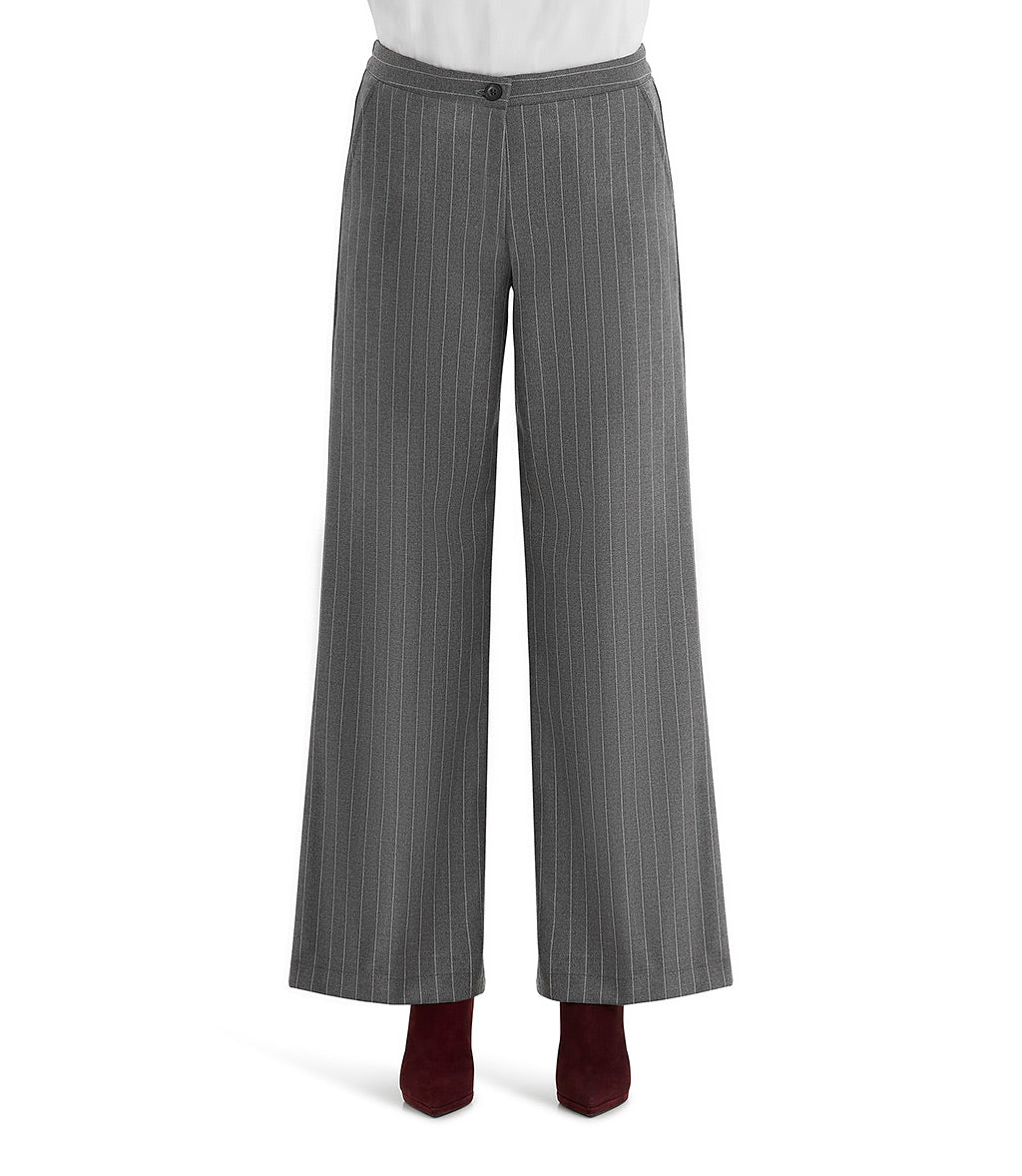 Allegra - Pantalone Gessato Grigio Donna