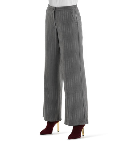 Allegra - Pantalone Gessato Grigio Donna