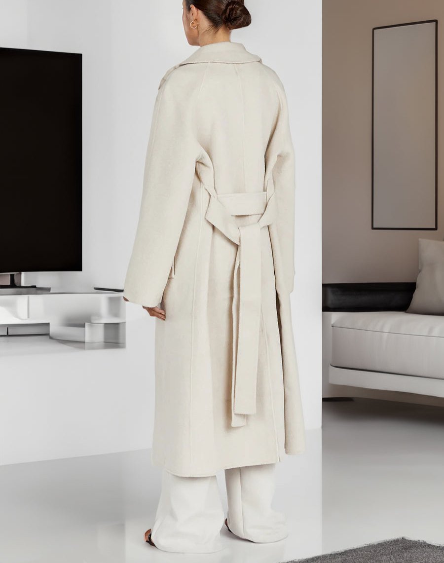 Rachele - Cappotto Lungo con Bavero Ampio e Cintura