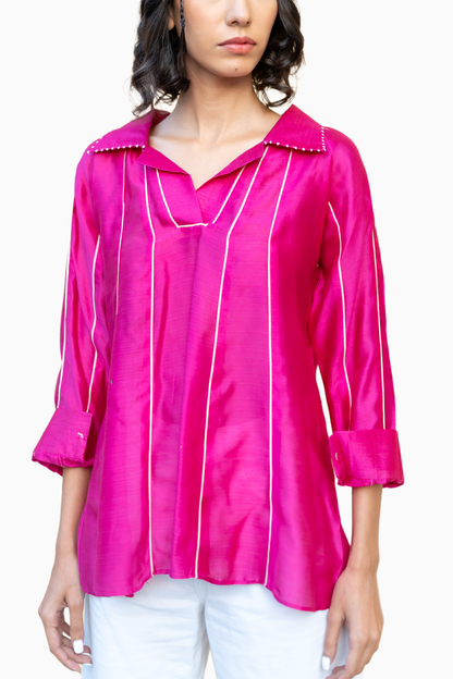 Quirilla - Camicia Sirius Donna Rosa Acceso Moderna Vivace