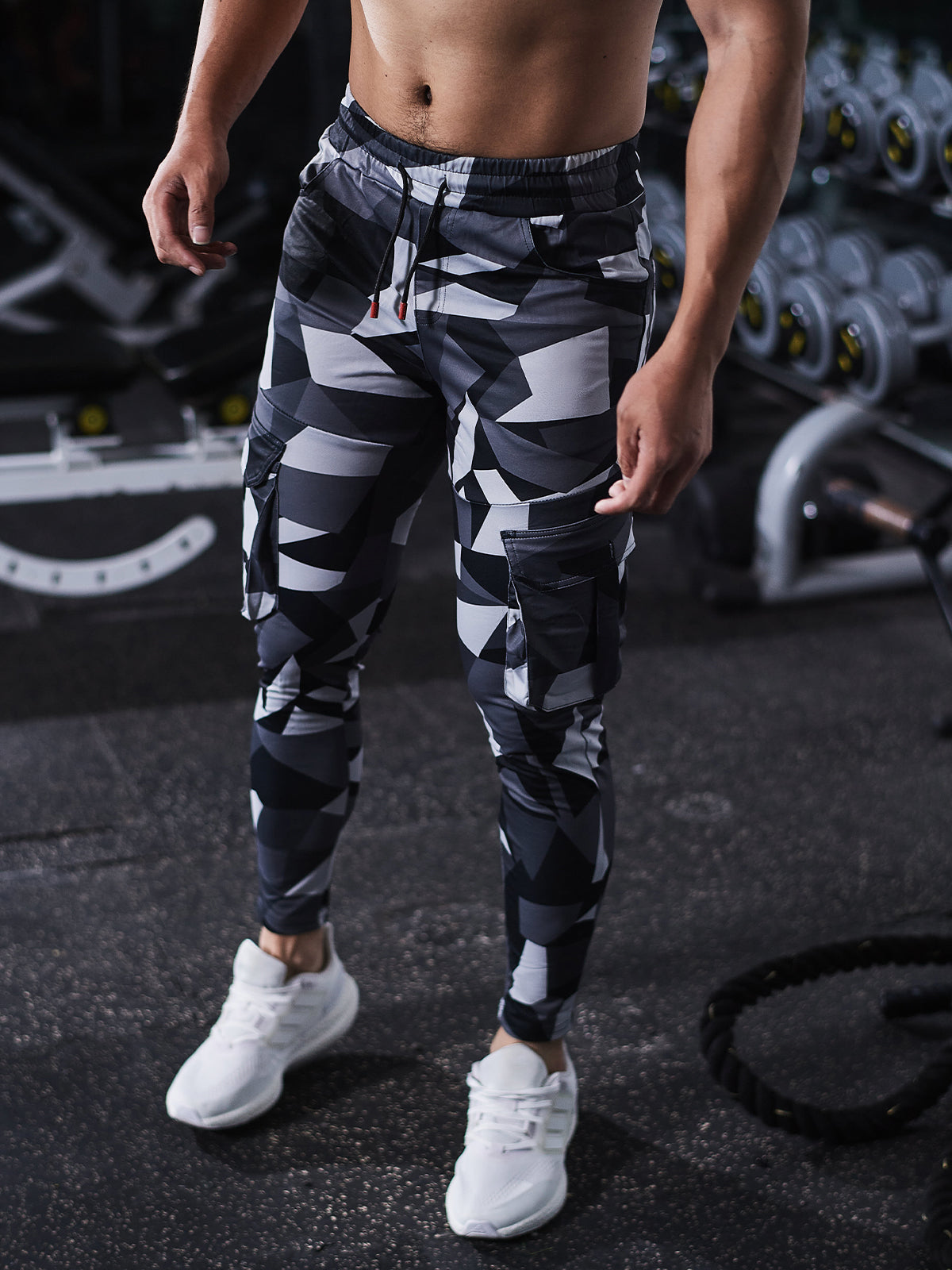 Remigi - Cargo Jogger Uomo Stampa Check Essential Moderno