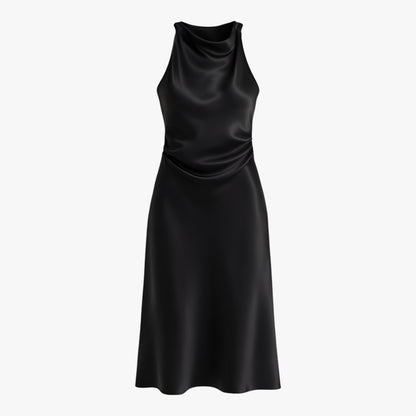 Rosatea - Abito Midi Donna Scollo Drappeggiato Ombra