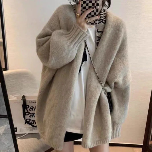 Dana – Cardigan Donna Caldo e Spesso Invernale Beige