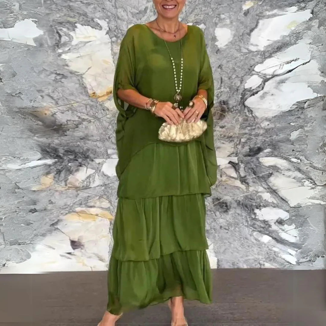 Danila - Abito Lungo in Chiffon con Vestibilità Elegante Verde