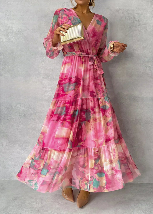 Dariah - Elegante Abito Rosa a Maniche Lunghe da Donna Rosa