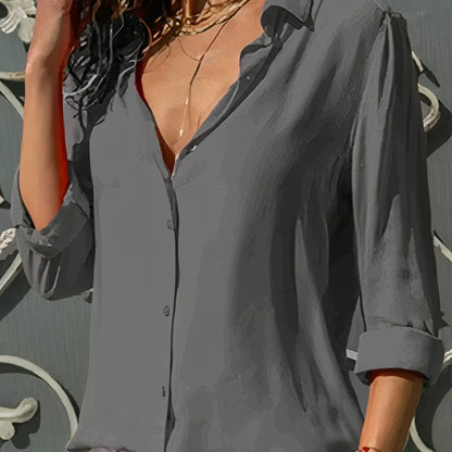Delfina - Blusa a maniche lunghe con design raffinato Grigio