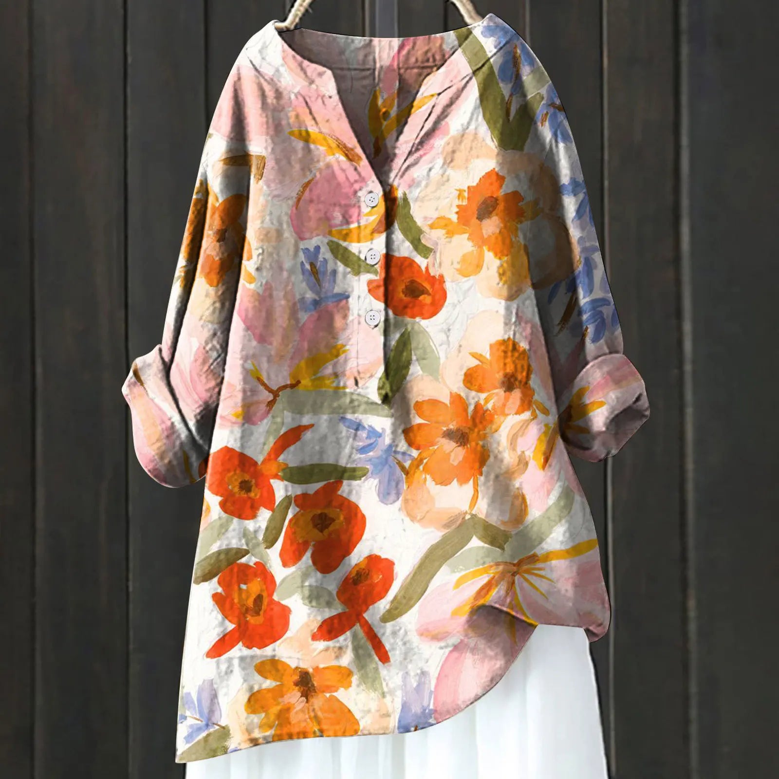 Domitilla - Blusa leggera con taglio elegante Fiori 
